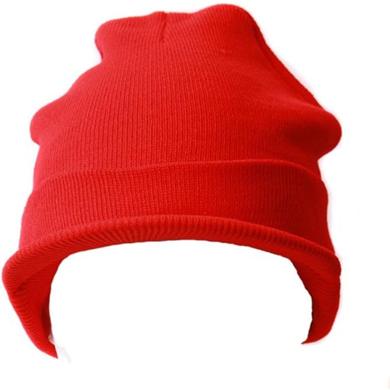 2 Cuff Beanie Visor Derby Caps, 1 Red & 1 Pink, 100% Acrylic, Cuff Style Caps