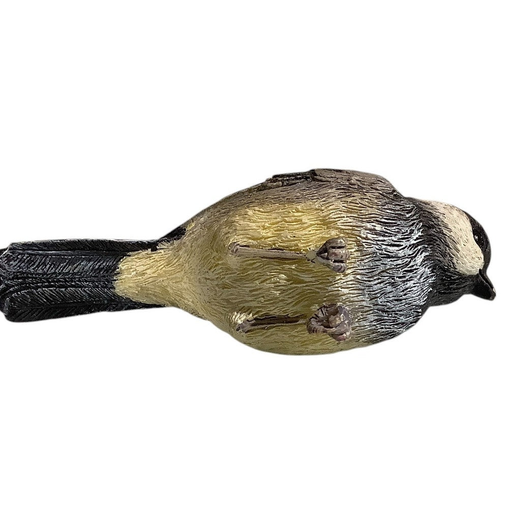 Vintage Miniature Black-Capped Chickadee Bird Figurine, 3"L x 1-1/8"W x 1-1/8"H