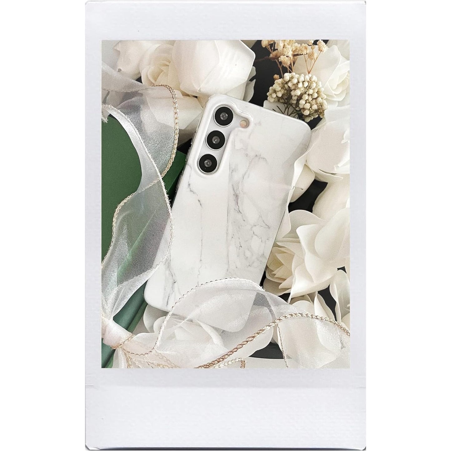 Black & White Marble Design Phone Bumper Case for Galaxy S23 Ultra ONLY, White