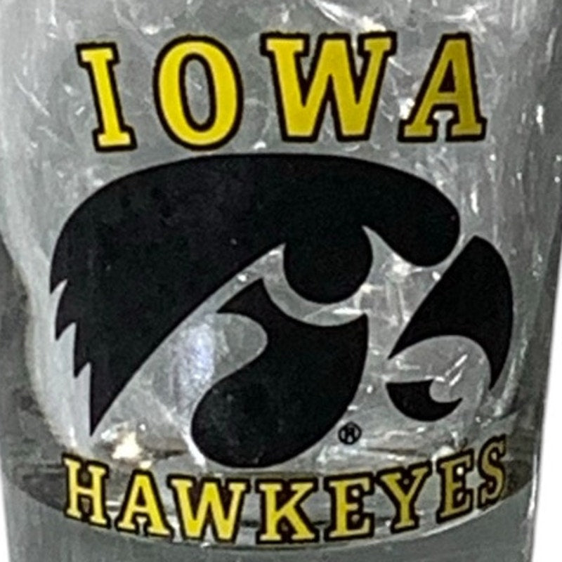 Vintage 1990 Big 10 (11) NCAA IOWA Hawkeyes Shot Glass, 2"D x 2-1/2"H
