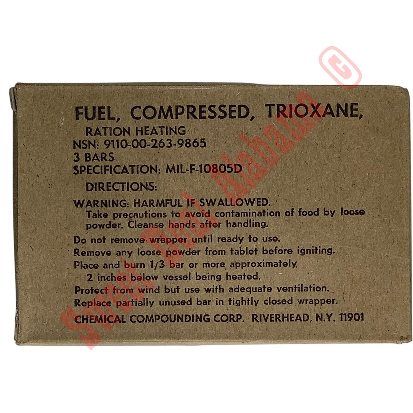 3-PK Military Field Gear, Trioxane Compressed Fuel MIL-F-10805D 9110-00-263-9865