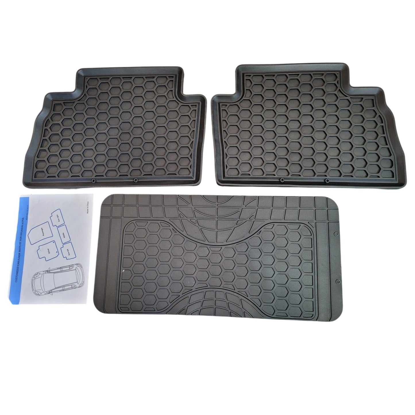 Mats – Fits Hyundai Kona 2018–2023 (Excl. EV), All-Weather F&R Liners, Black TPE