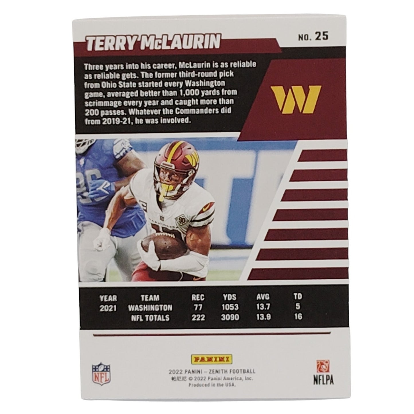 Terry McLaurin, Washington Commanders, NFL 2022 Panini-Zenith Card 25, EX/NM