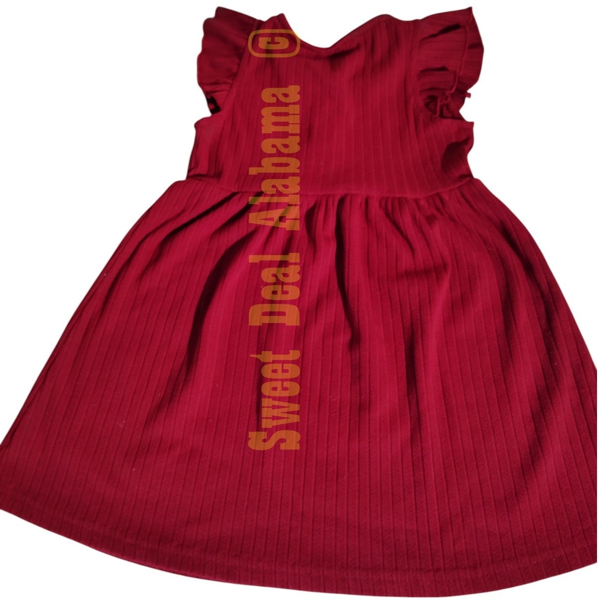 IFFEI 2Y Cotton Dress w/ Ruffle Sleeves, 2T 34"-37" Tall 28-30 Lbs, 18.9" Length