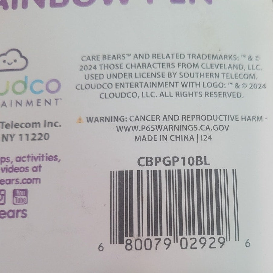 Care Bears Rainbow 10-Color Pen Blue Cheer Bear Topper and Barrel