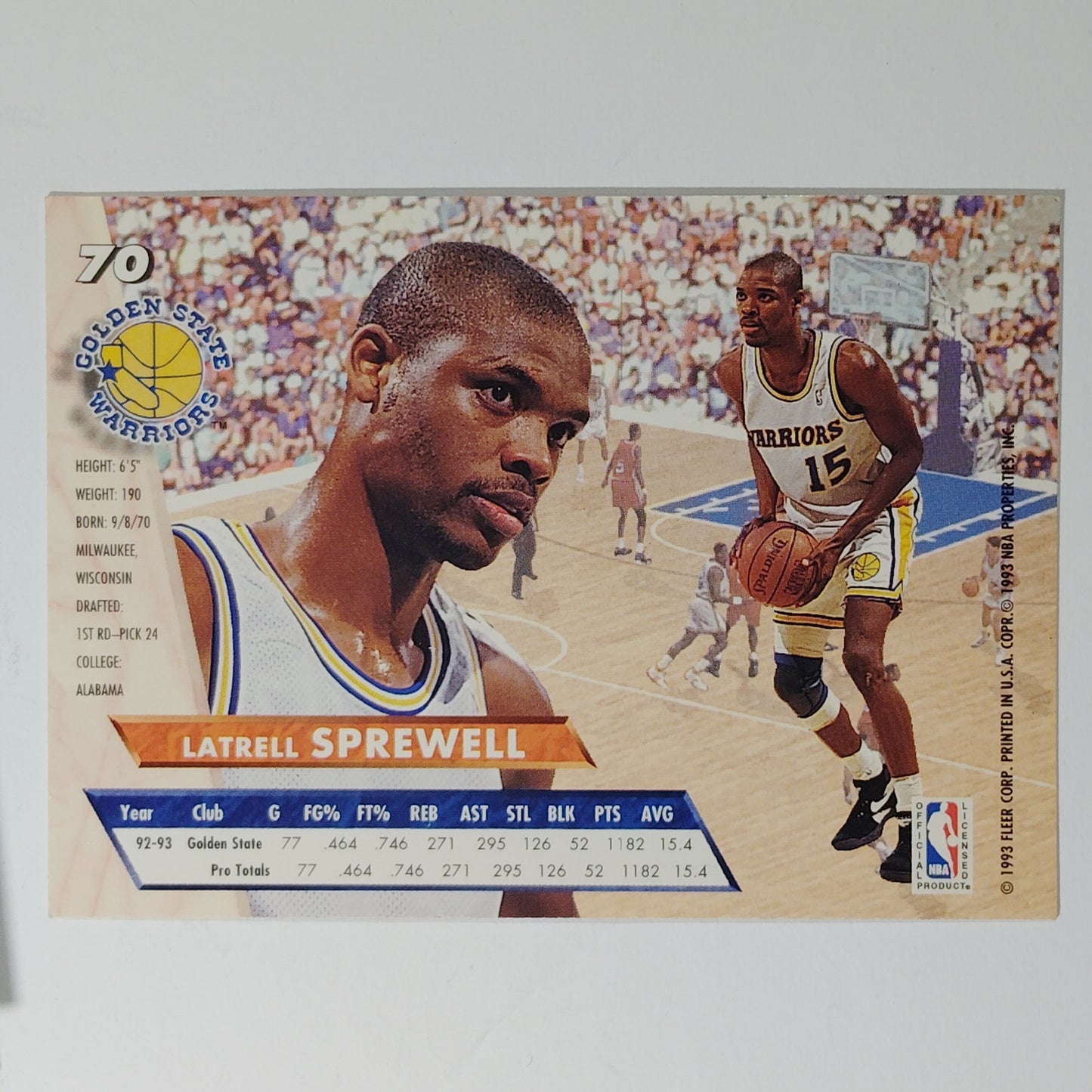 1993-94 Ultra Latrell Sprewell #70 Golden State Warriors Guard NBA