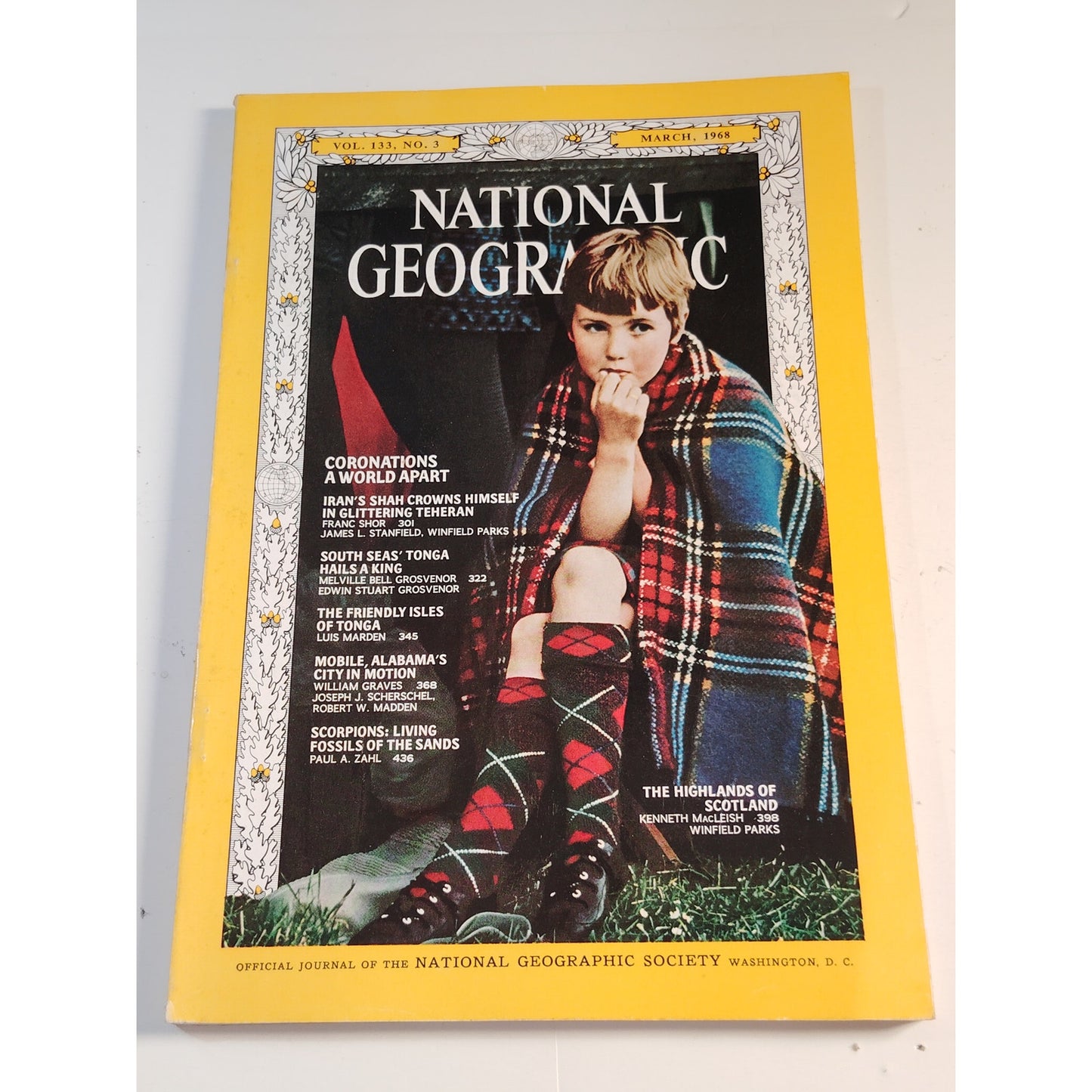 National Geographic Magazine – March 1968, Iran, Tonga, Scotland, Mobile AL