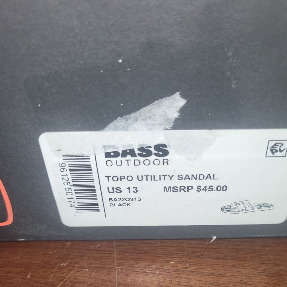 BASS OUTDOOR Men’s TOPO Utility Sandal Boat Shoe – Black, Size 13