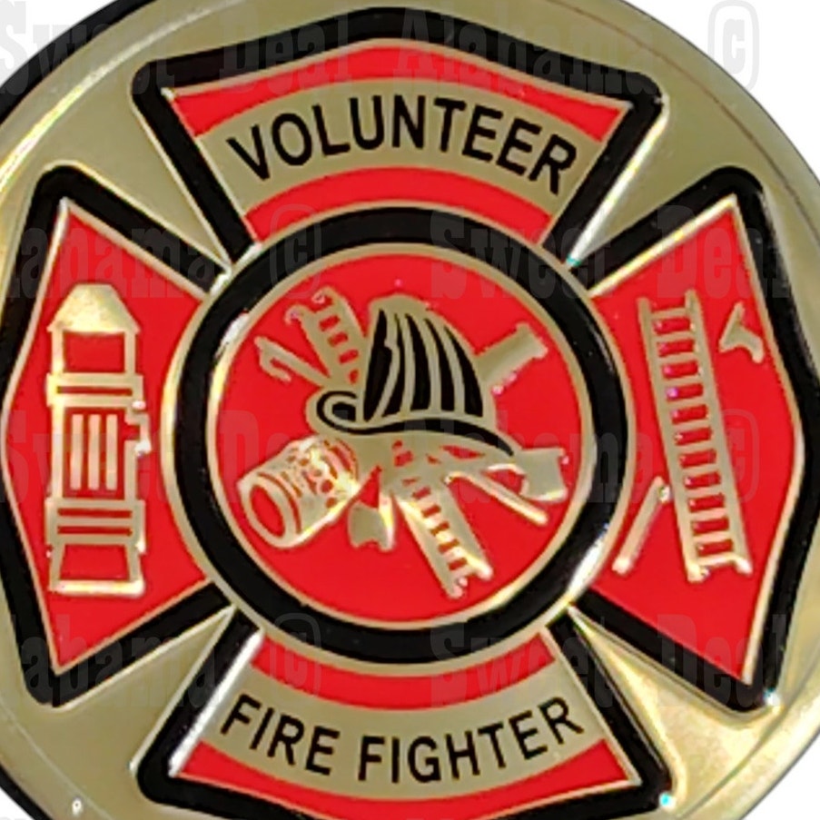 Metallic Volunteer Fire Department Recessed Emblem, 2" Display Emblem