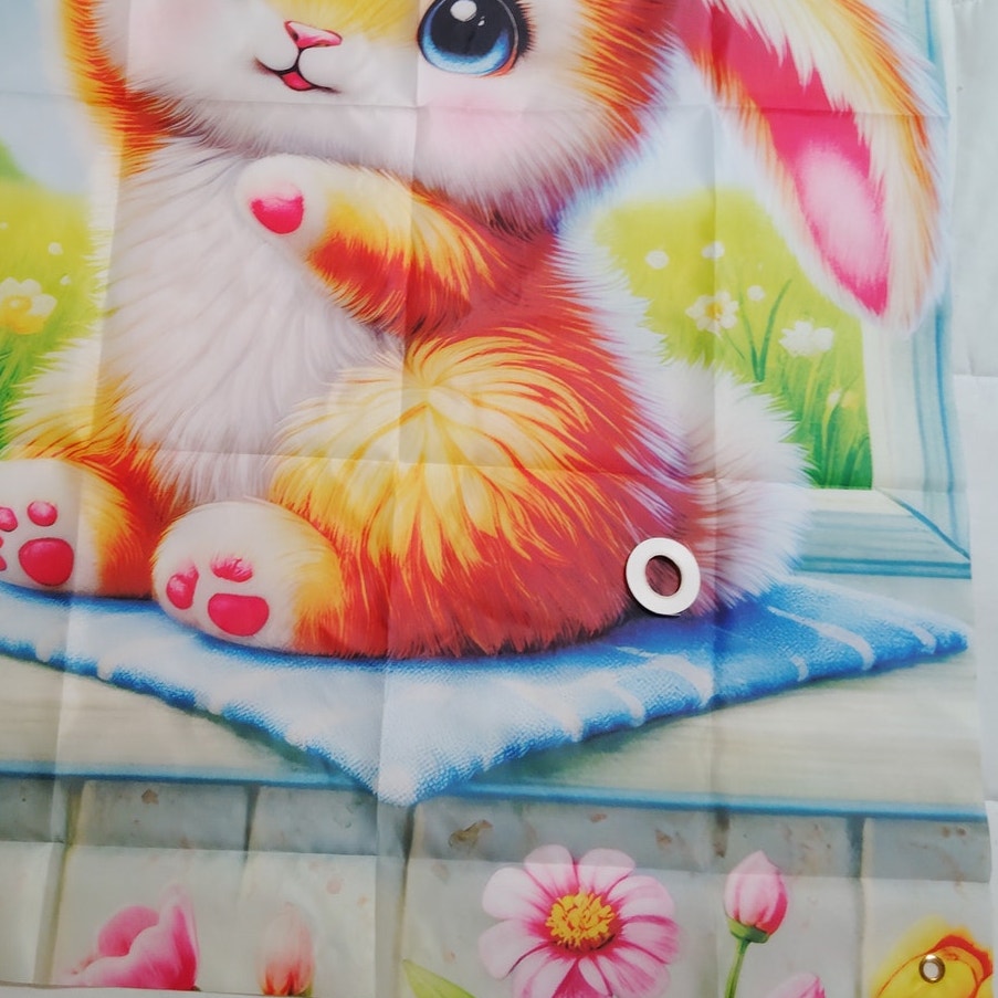 Happy Easter Tapestry Banner – 3x5' Cartoon Bunny & Easter Egg Backdrop, Spring