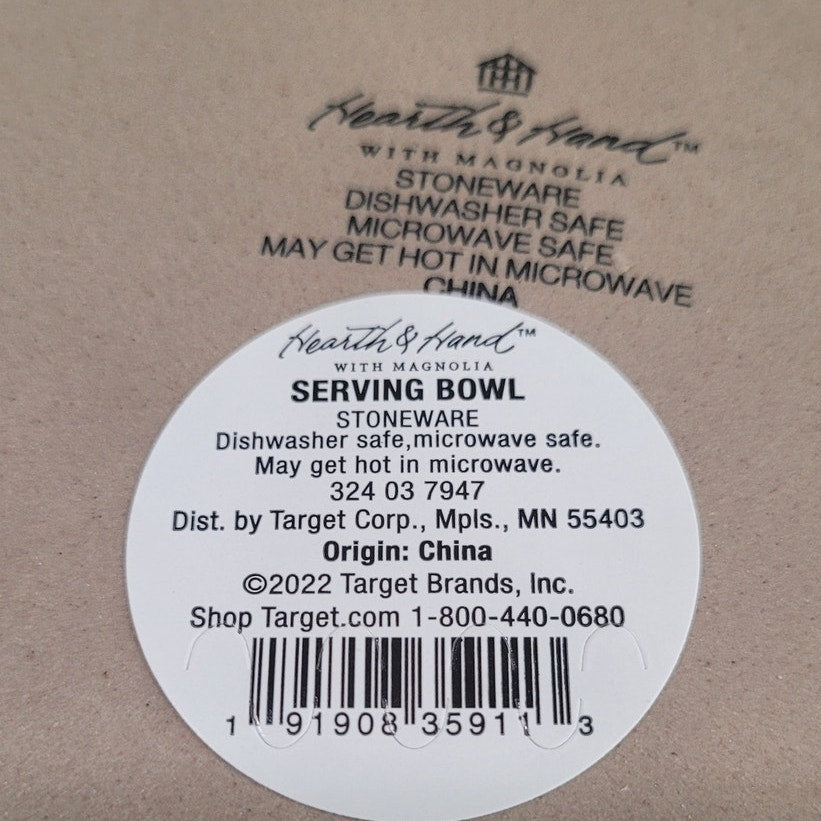 2-PK Fluted Stoneware Serve Bowls Gray Hearth & Hand with Magnolia, Large 9.75"D