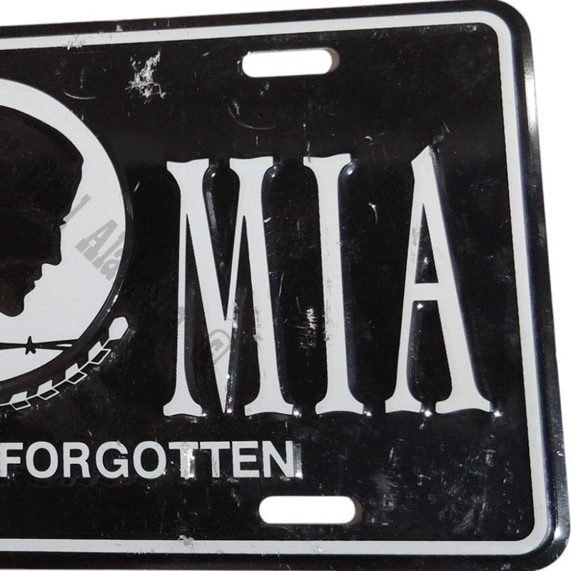 POW MIA - You Are Not Forgotten - 12" x 6", White Text, Black Background Car Tag