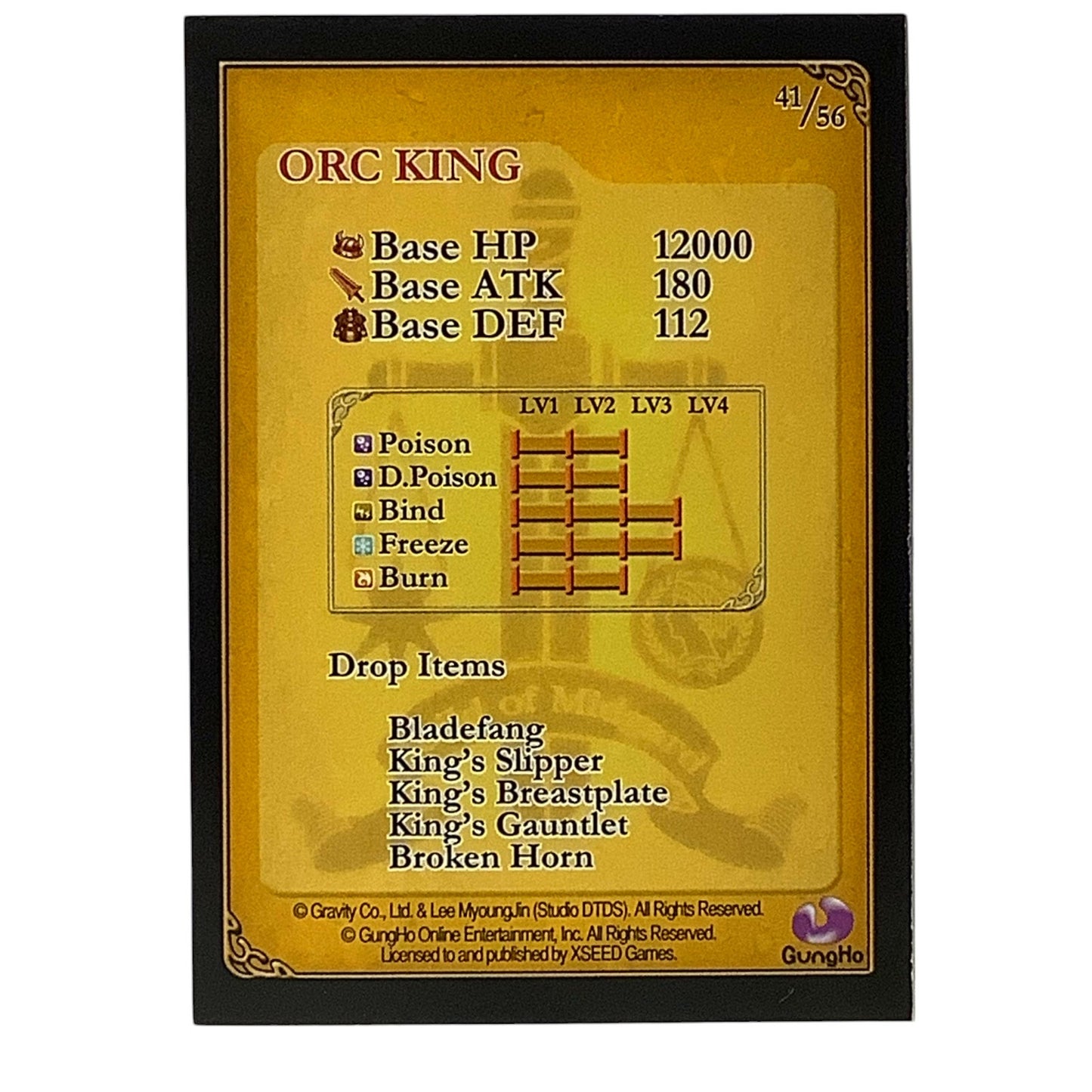 Ragnarok Odyssey Game Card 41/56, Orc King, by XSeed Games
