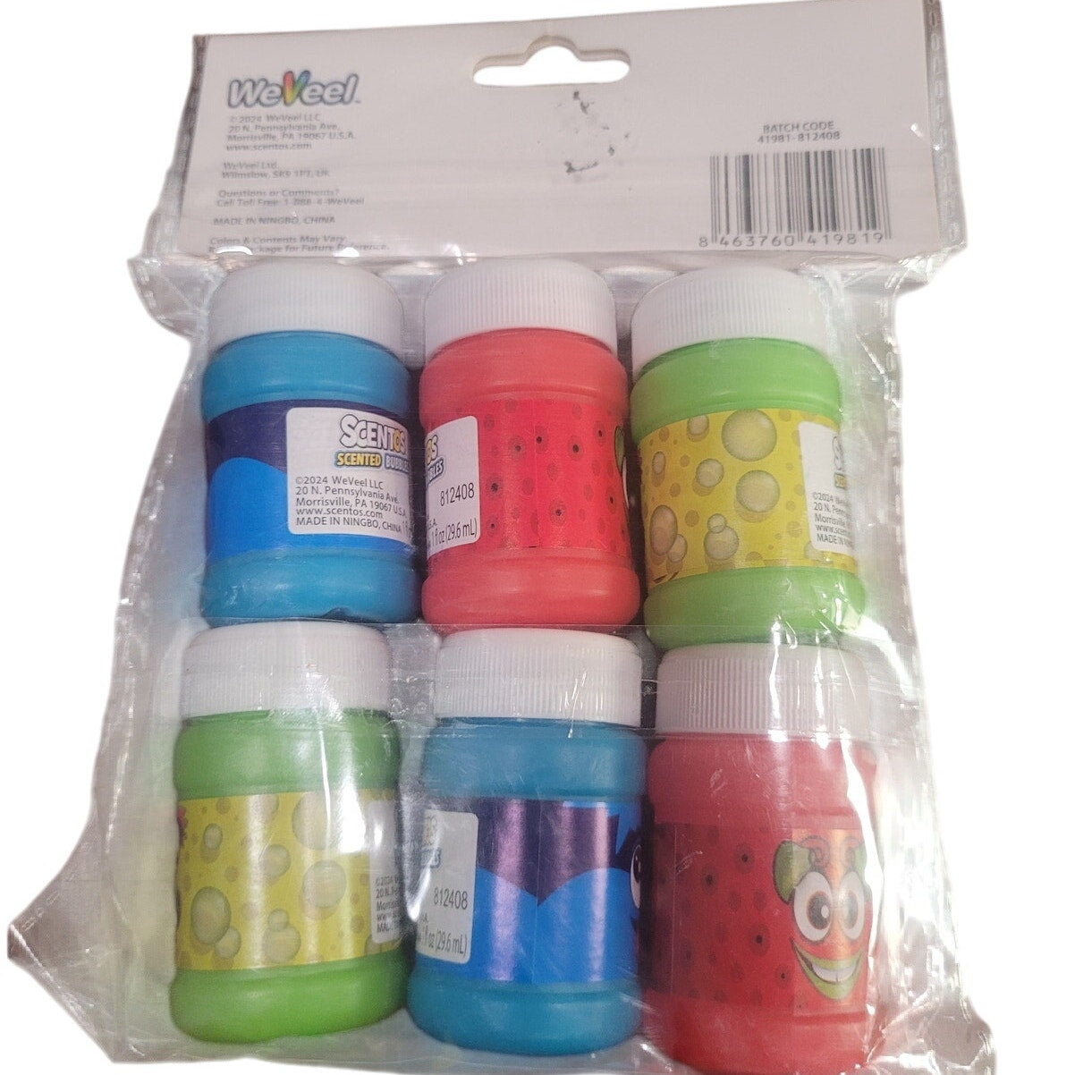 Scentos Scented Bubbles Multi-Color Party Favors 6 Count Birthday