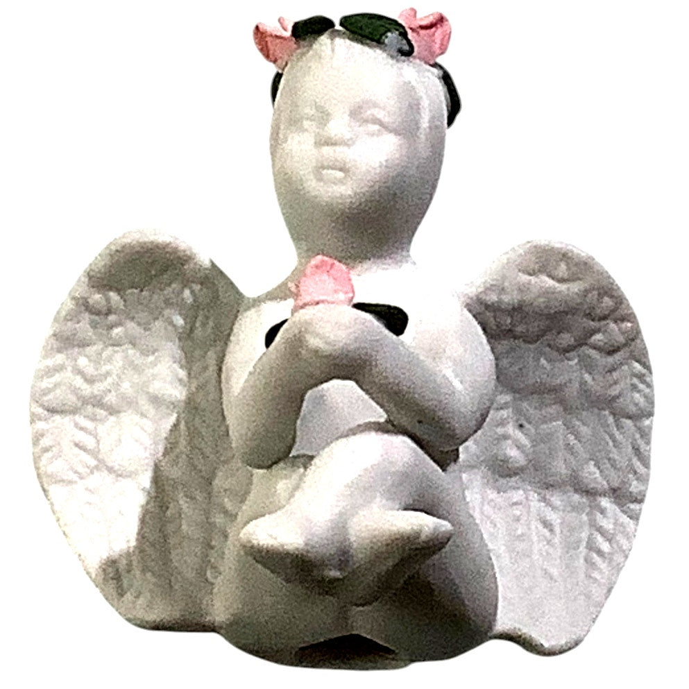 Vintage Porcelain Baby and Roses Cherub, 2-1/2"W x 2-1/2"H x 1-3/4"D, NIB