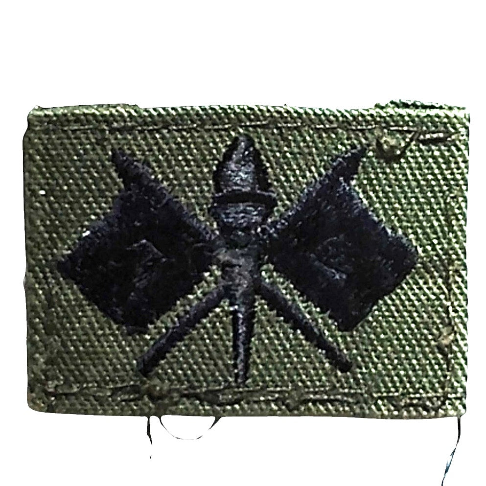 Pre-1989 Cap Device Subdued Embroidered Signal Corps ODG Sew-On 1.5" x 1"