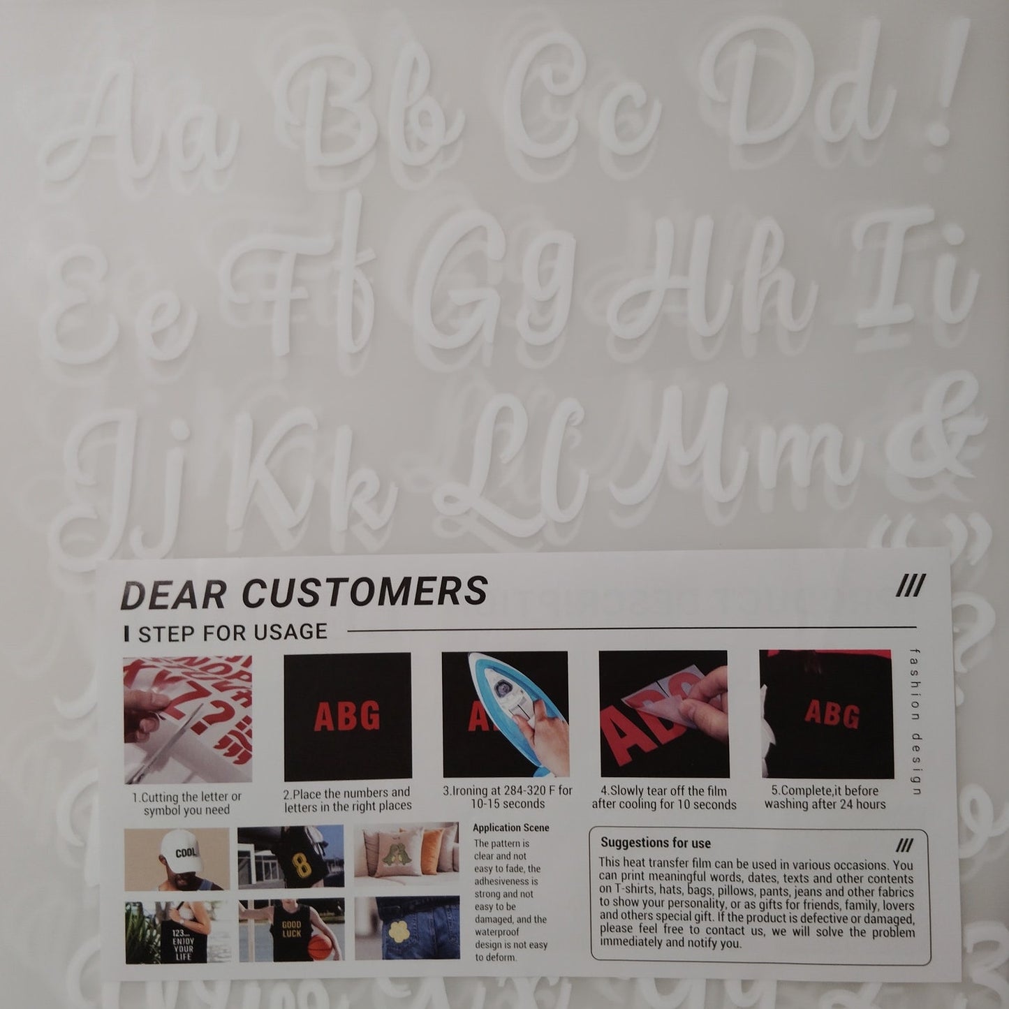 5 Sheets A–Z Iron-On Letters – Black Heat Transfer Vinyl DIY Clothing & T-Shirts