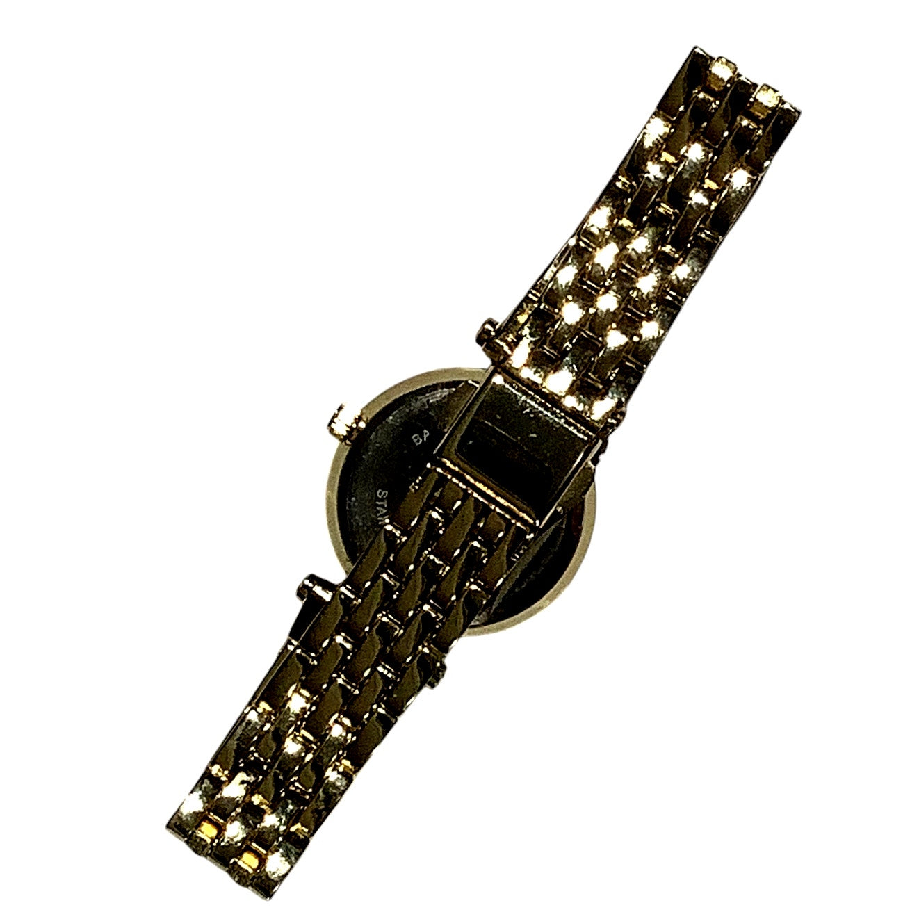 FMD Ladies Wristwatch, Gold Metal Band, Faux Diamond Accents, Non-Operable