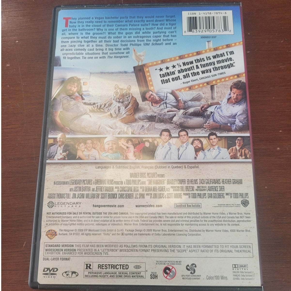 The Hangover DVD Comedy, Cooper Helms Galifianakis Las Vegas Bachelor Party 2009