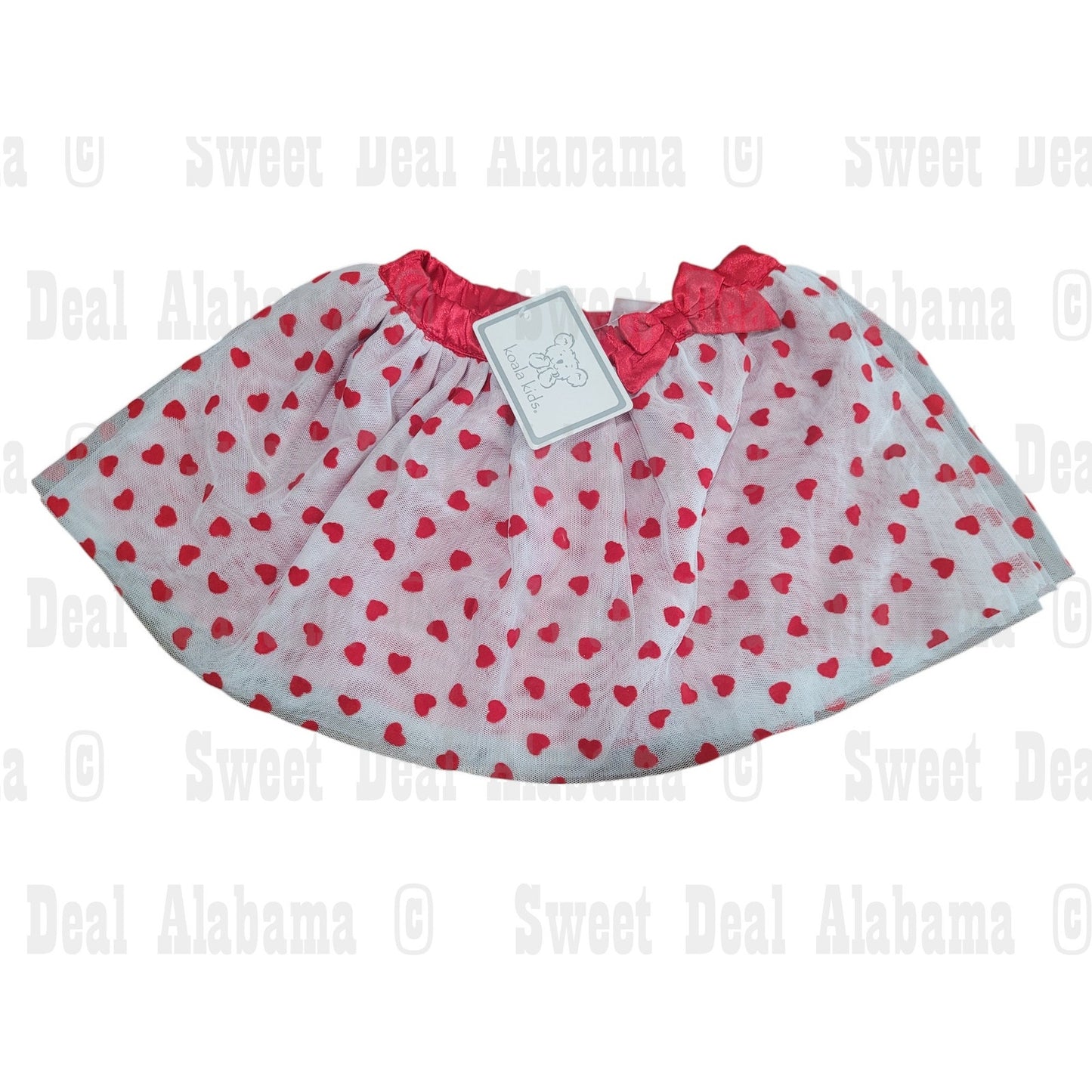 Koala Kids 18/24M 2T Satin/Mesh/Poly Knit Red Hearts Mesh Skirt 28-30LB 33-35"H