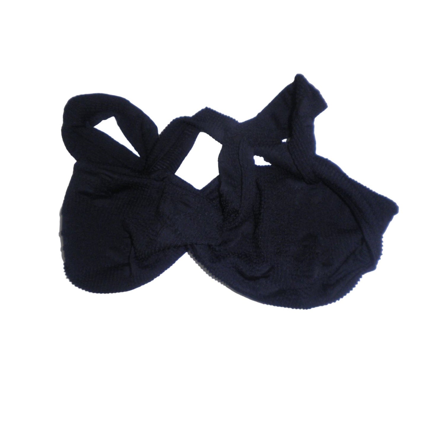 Wrap/Cross Front, Terry Material, Bandeau Bikini Top, Black, Large, Poly/Spandex