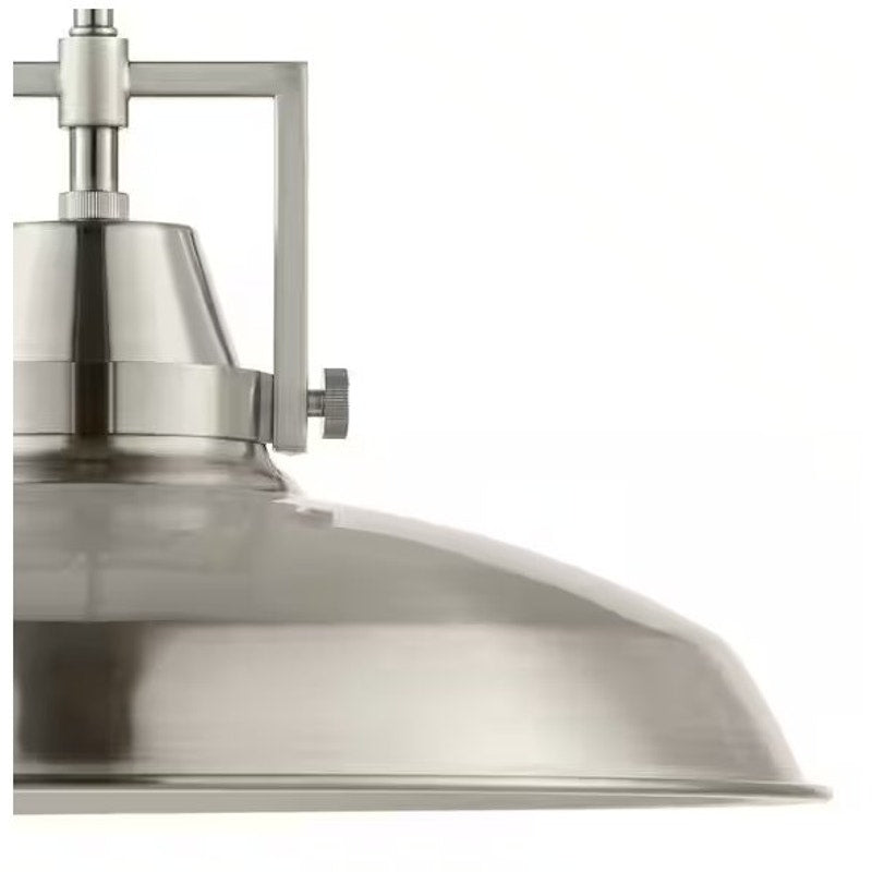 Wilhelm 16" Brushed Nickel Industrial Farmhouse Metal Pendant Light Fixture