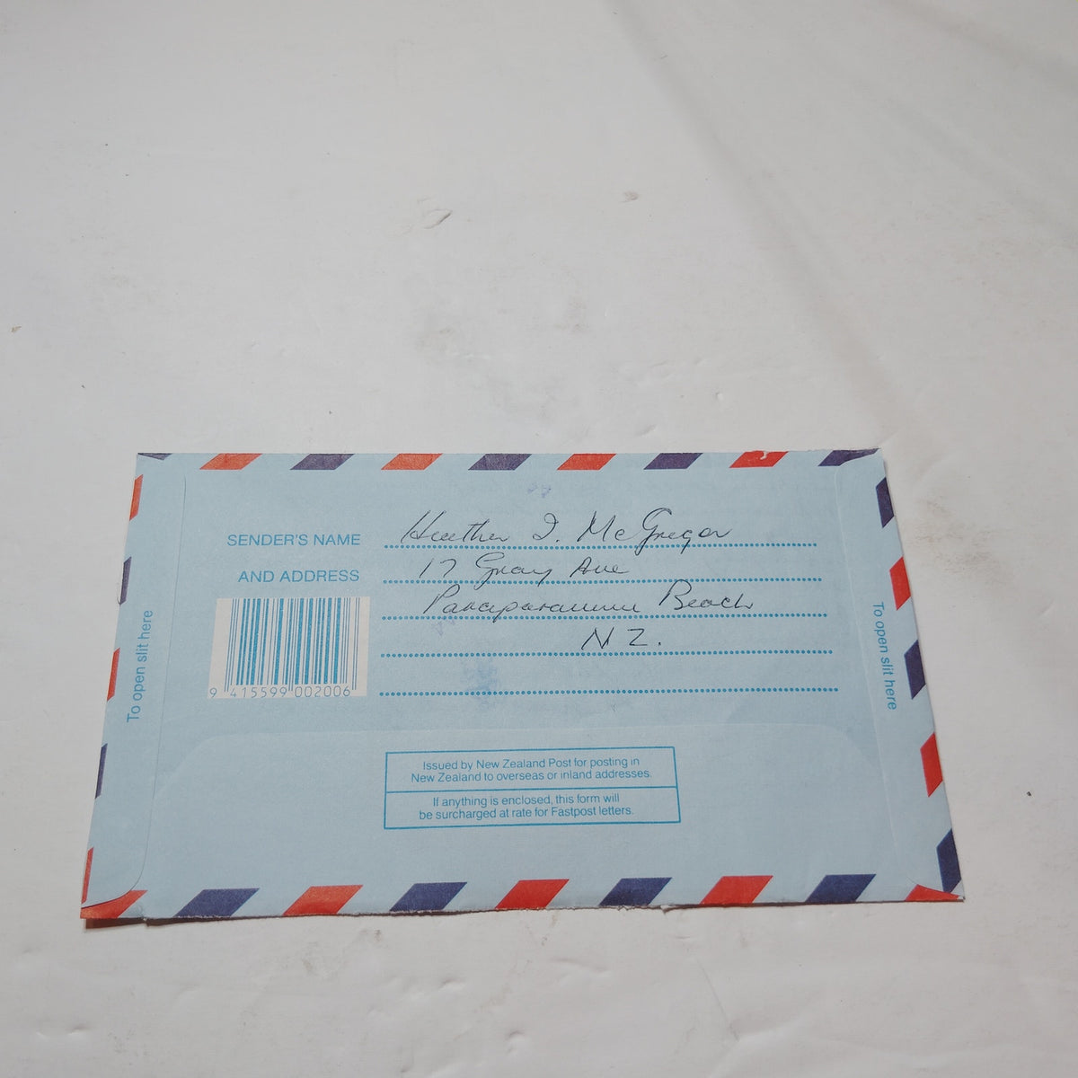 1992 New Zealand Aerogramme $1.00 Barcelona Olympics Stamp Cover Letter