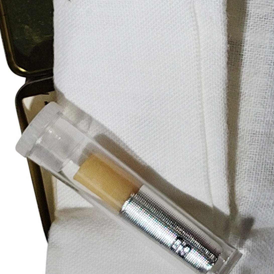 German Military Anti-Fog Eyeglass Soap Stick Treatment Kit – Gold Tin w/ Paperwork & Vial – WWII Era