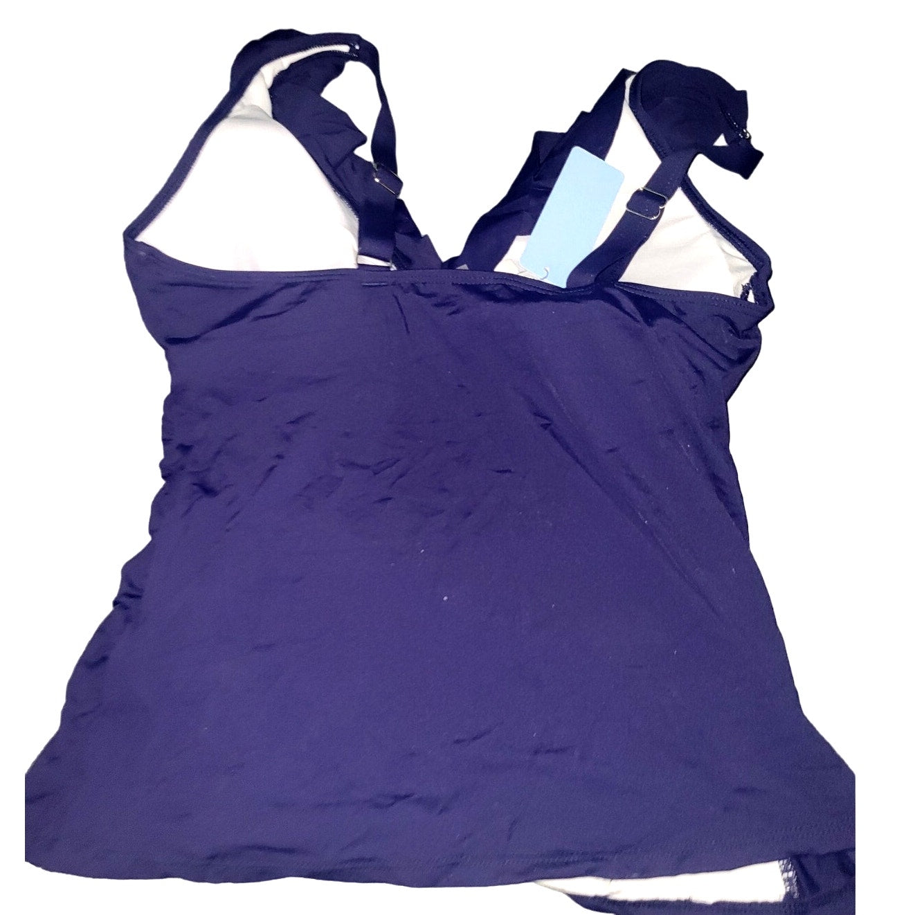 Yonique Tankini Top Only Tummy Control Top Ruffle Swimsuit Top V-Neck, L (12-14)