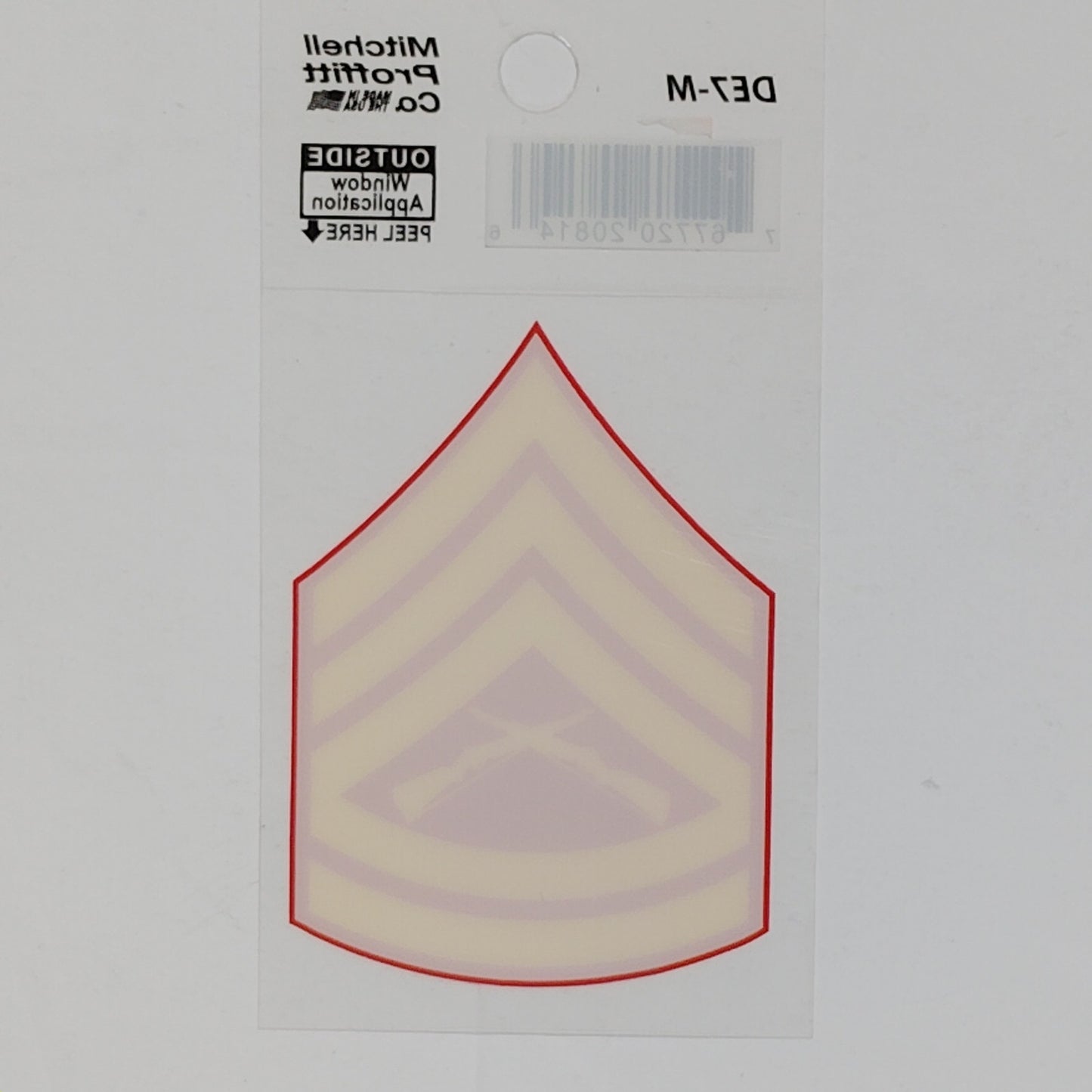 USMC Gunnery Sergeant (E-7) Vinyl Decal – 2" x 2.75" Window Mount – Red & Gold