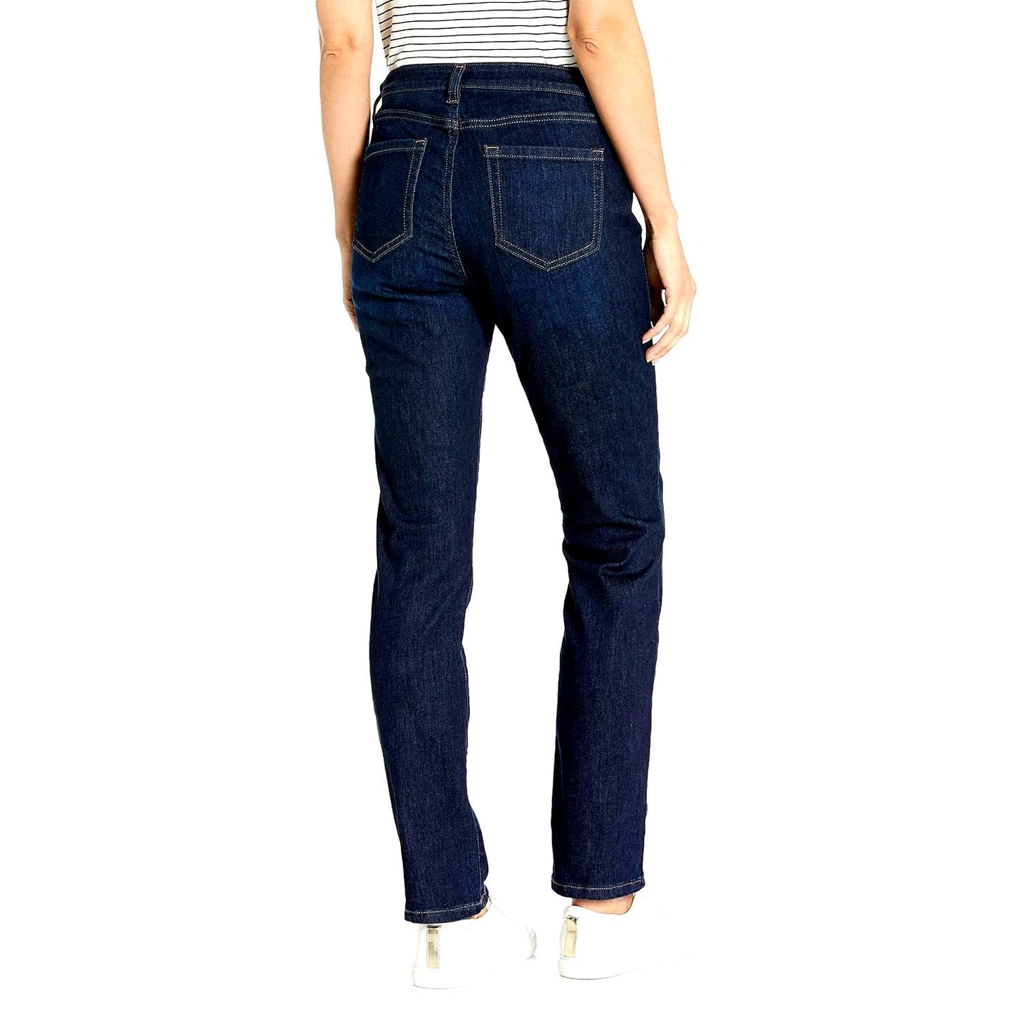 Amazon Essentials Women's Denim Slim Straight Blue Jeans, Dark Wash, 12 Long