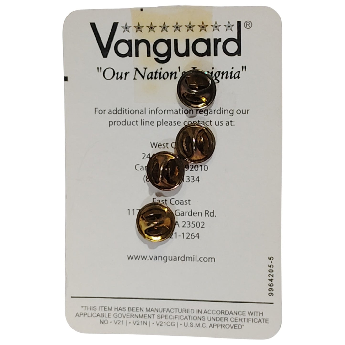 Coast Guard Collar Device – E7 Chief Petty Officer – Gold & Silver Finish – 7/16" x 1"