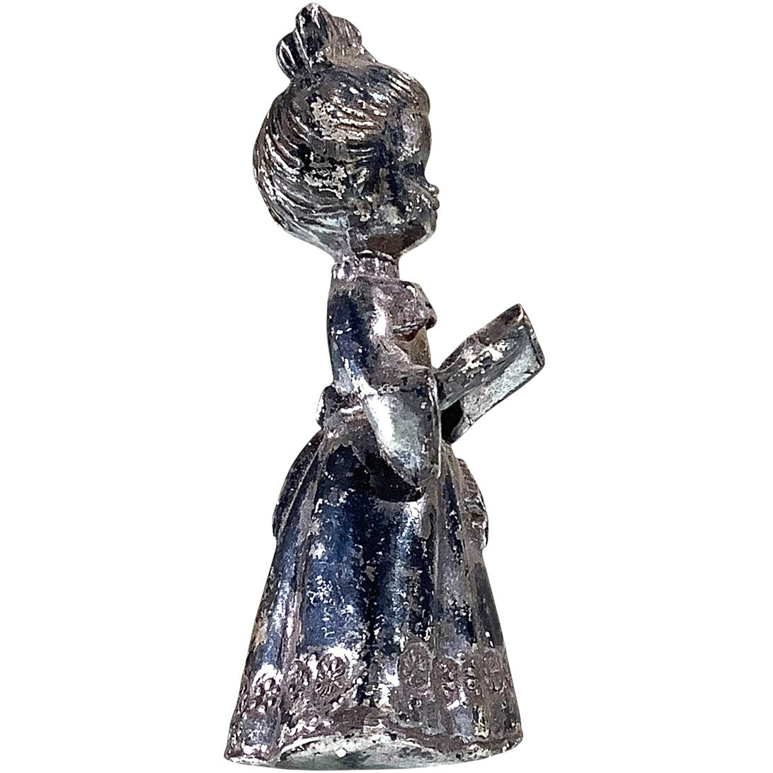 Vintage Pewter Girl Holding/reading Book, Singing Figurine 1-1/2"H x 3/4"W