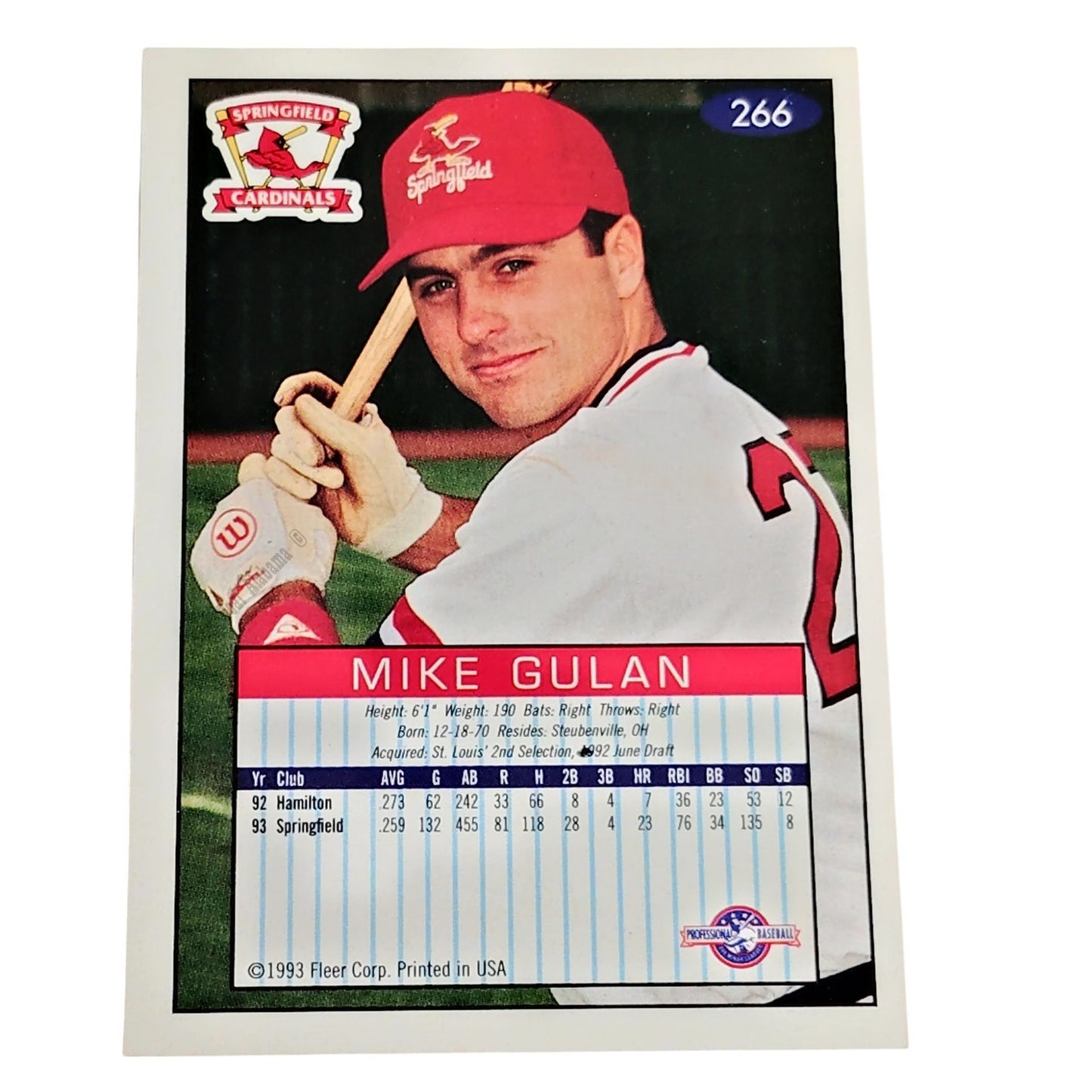 Mike Gulan, Springfield Cardinals, #266, 93-94 Fleer Excel Minor Leagues