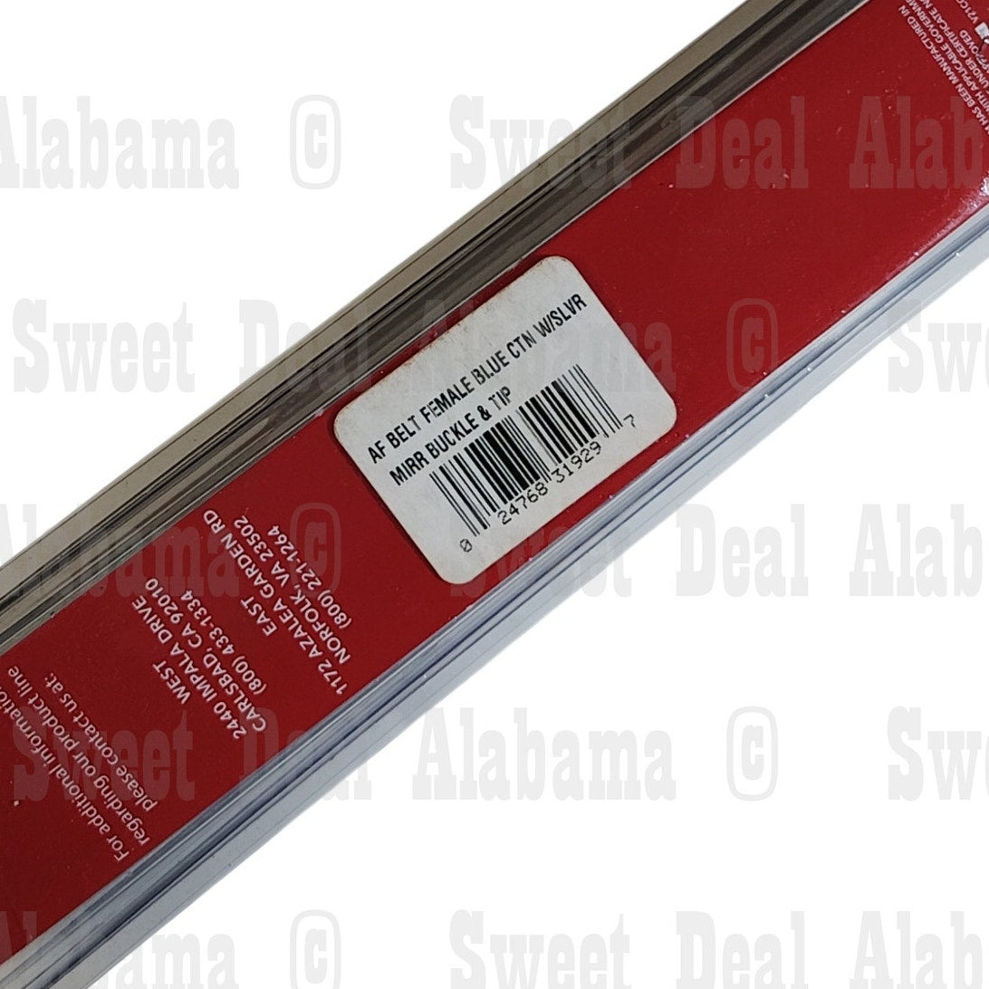 AF Female Belt, Blue Cotton w/ Silver Mirror Buckle & Tip USAF Uniform Accessory