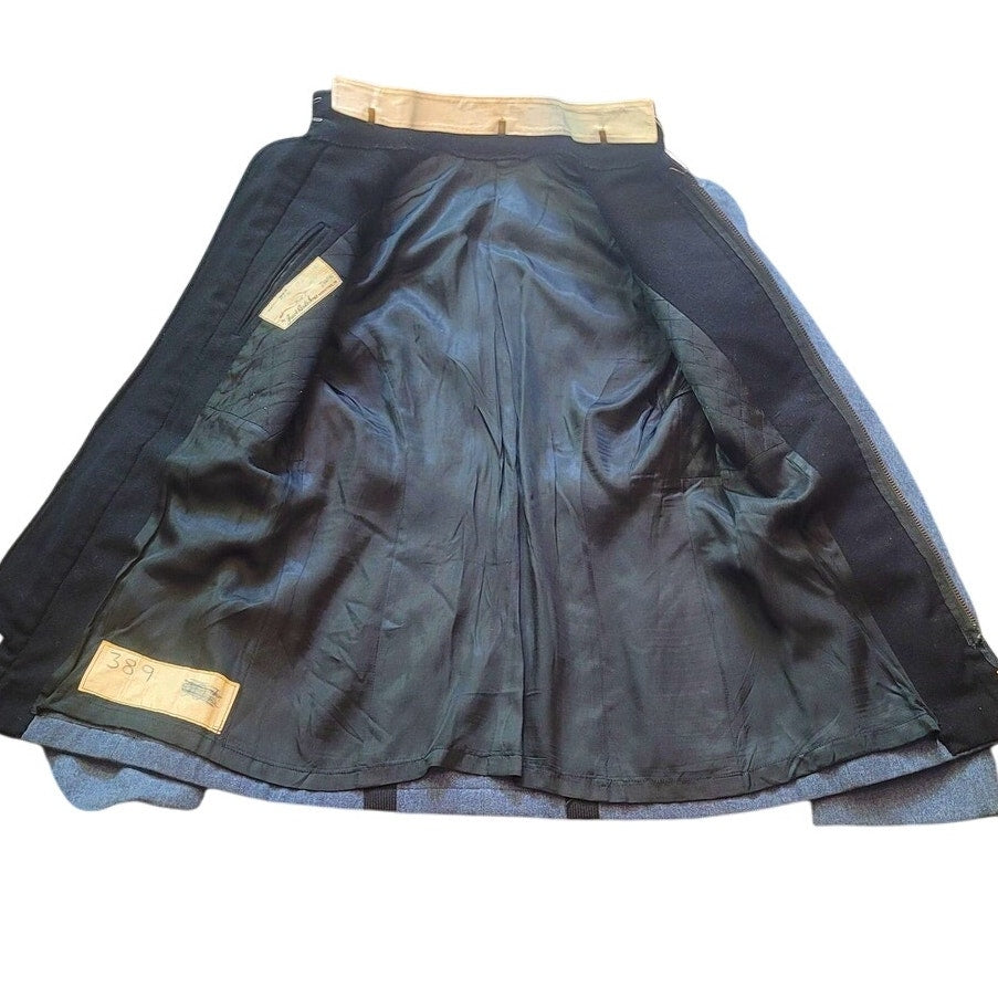 Vintage 1950s West Point Cadet Jacket – Size 37L – Gray Wool Blend with Black Trim & White Collar