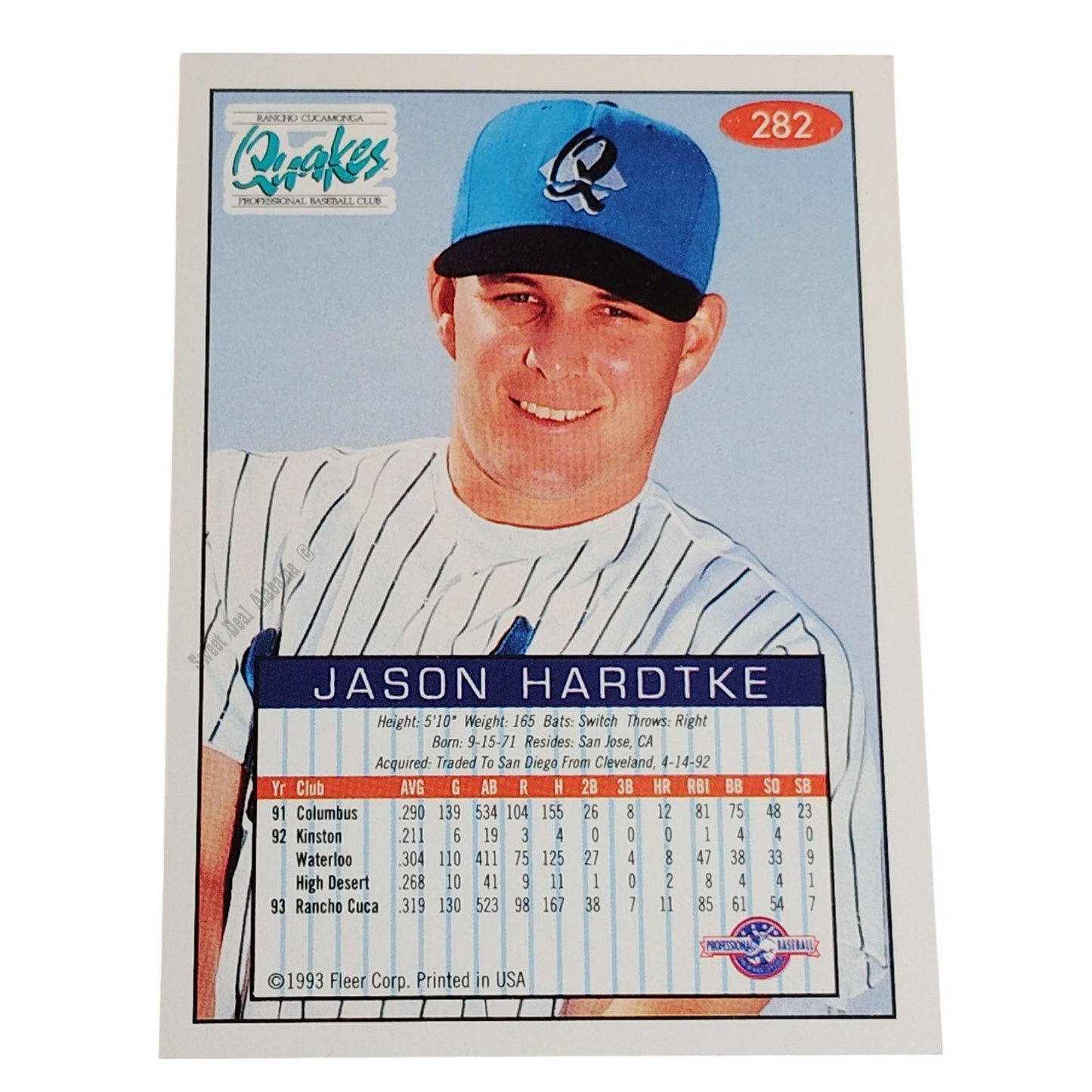 Jason Hardtke, Rancho Cucamonga Quakes, #282, 93-94 Fleer Excel Minor Leagues