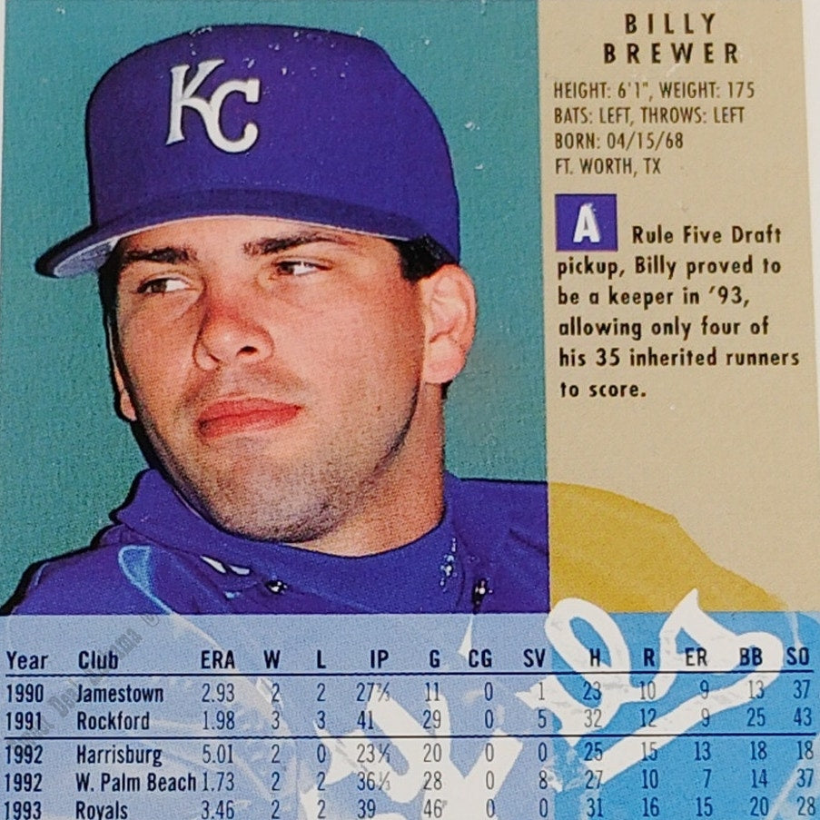 Billy Brewer, Kansas City Royals, #150, 1994 Fleer Baseball Collector's Card