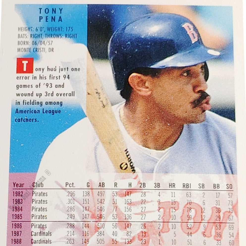 Tony Pena, Boston Red Sox, #37, 1994 Fleer Baseball Collector's Card