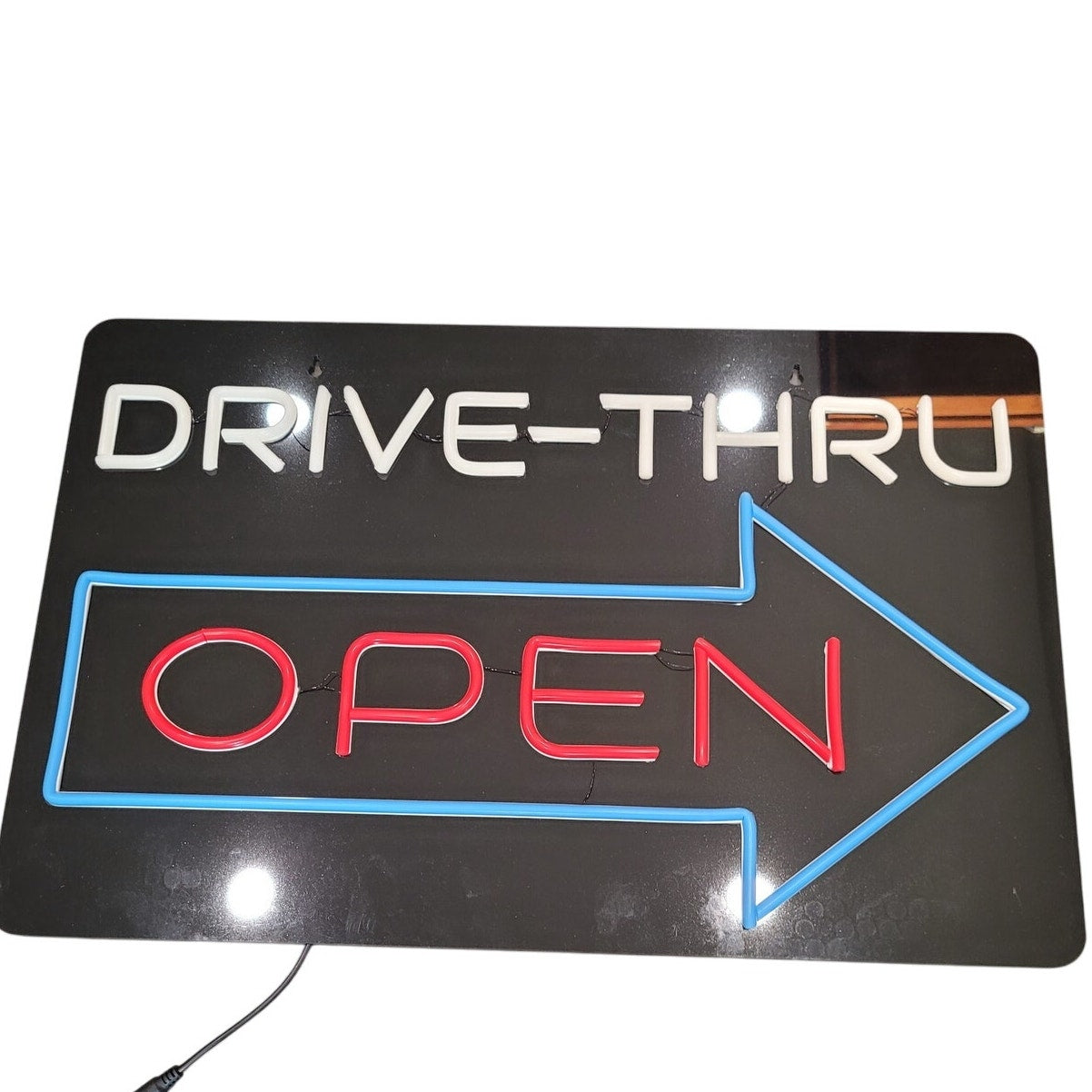 Drive Thru Open Neon Sign – 23.2×15", LED, Wall Decor, 12V Adapter Included