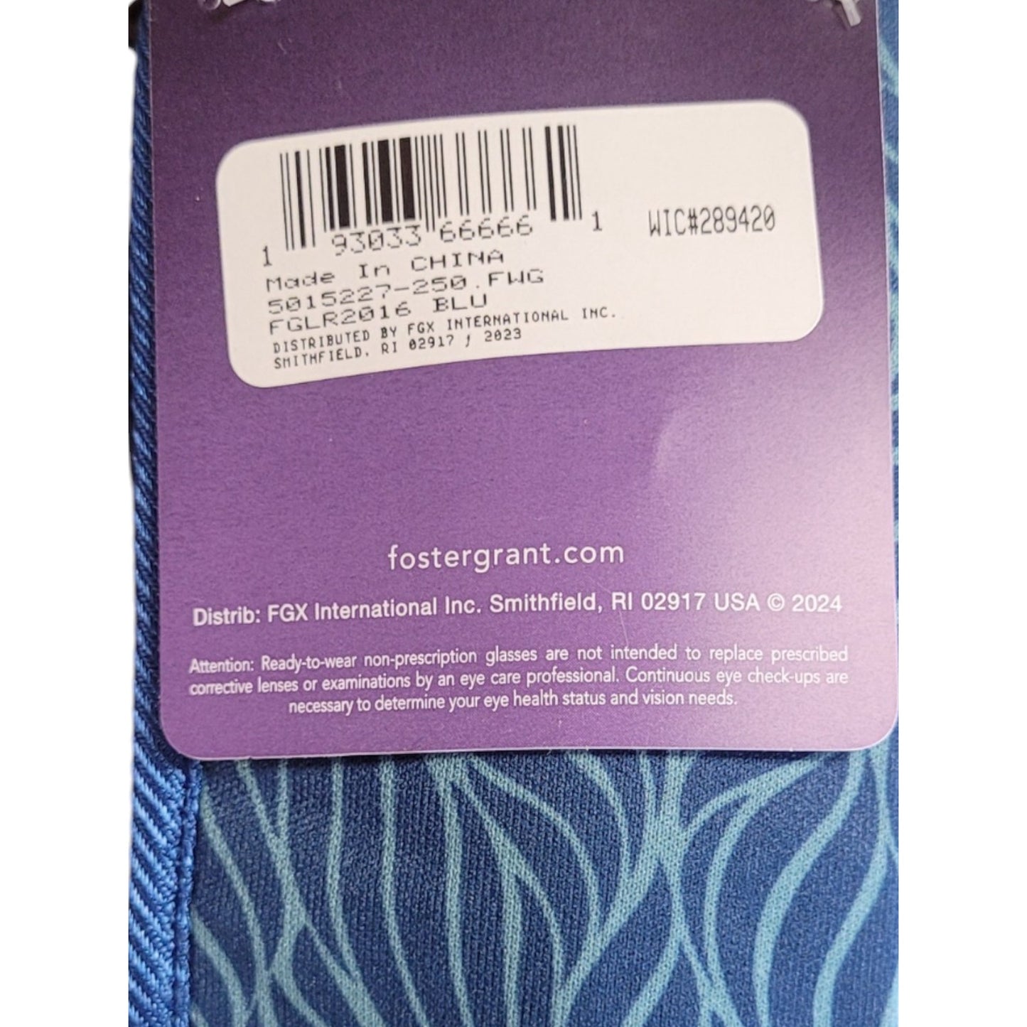 Foster Grant Crystal Vision BLU Reading Glasses, Clear Blue with Case +2.50