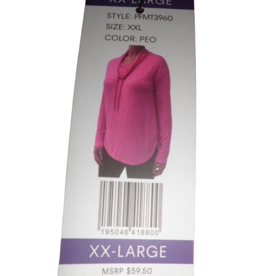Calvin Klein XXL / 2XL Women's Performance Drawstring Cowl Neck -Hot Pink