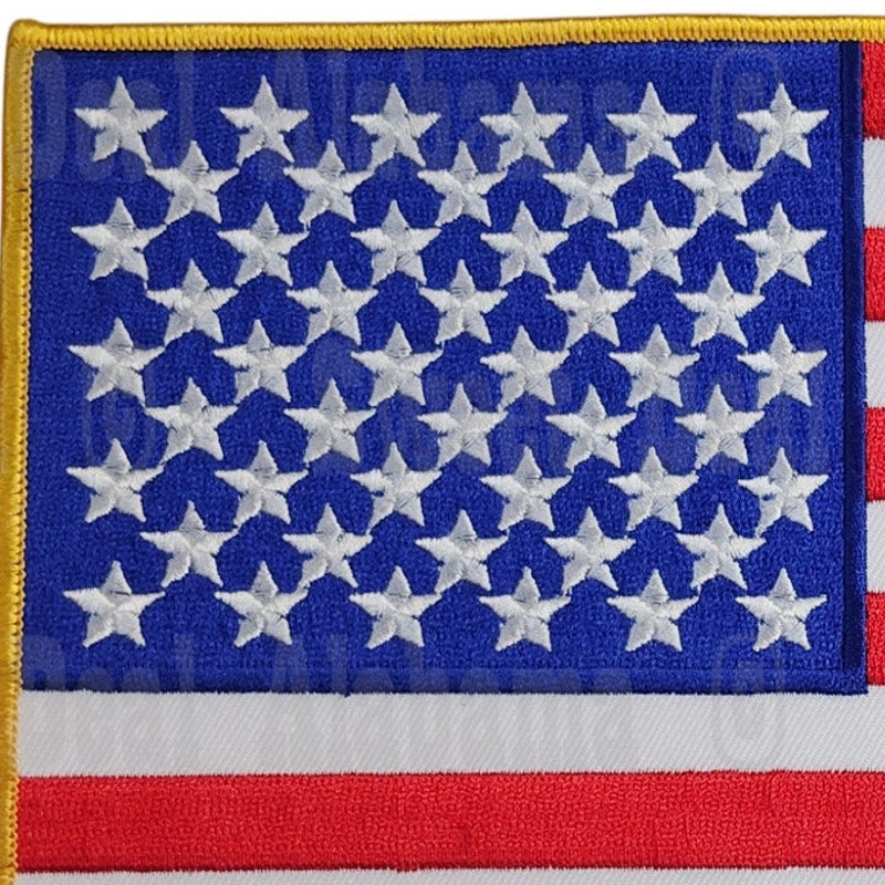 Bikers/Military Large U.S.A. Flag Patch, Embroidered – 10"W x 6-3/8"H – Sew-On