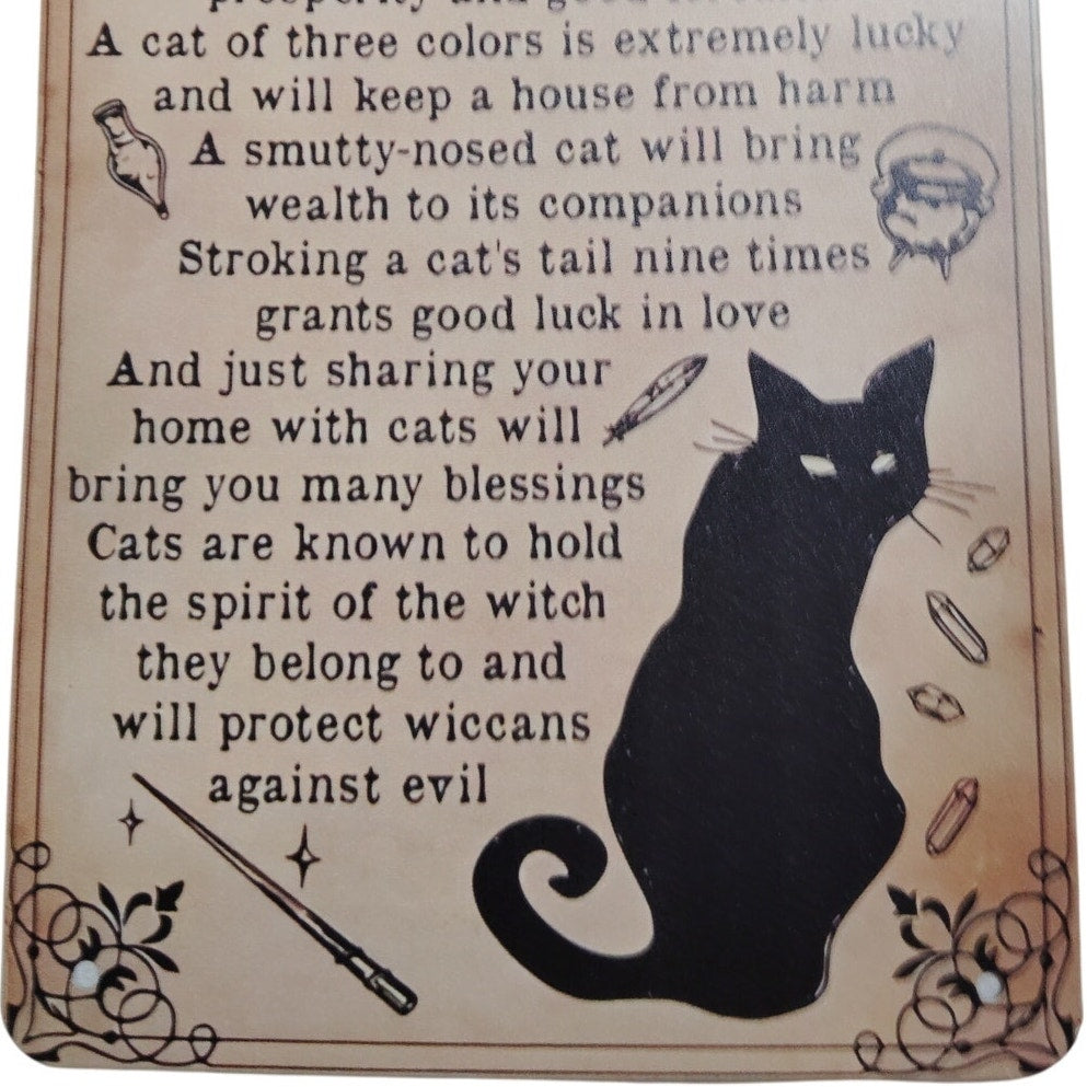Cats of Witchcraft Retro Tin Sign – 12x8 Poster – Occult Lore & Black Cat Symbolism for Wiccan Decor