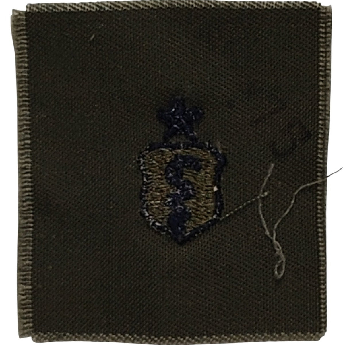 Vintage Senior Medical Device Insignia – 2" x 2" Sew-On Patch, Navy Blue Embroidery on ODG Twill
