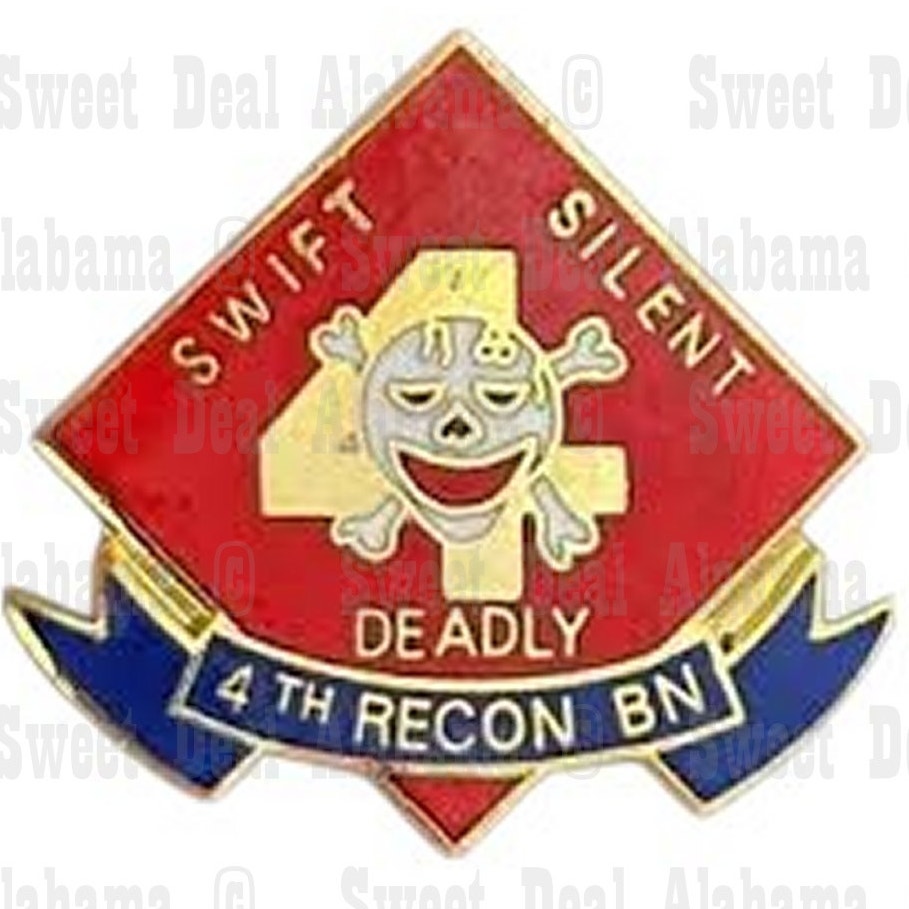 4th Recon Battalion, Swift Silent Deadly - Hat, Lapel, Brooch Pin 1"W x 1"H