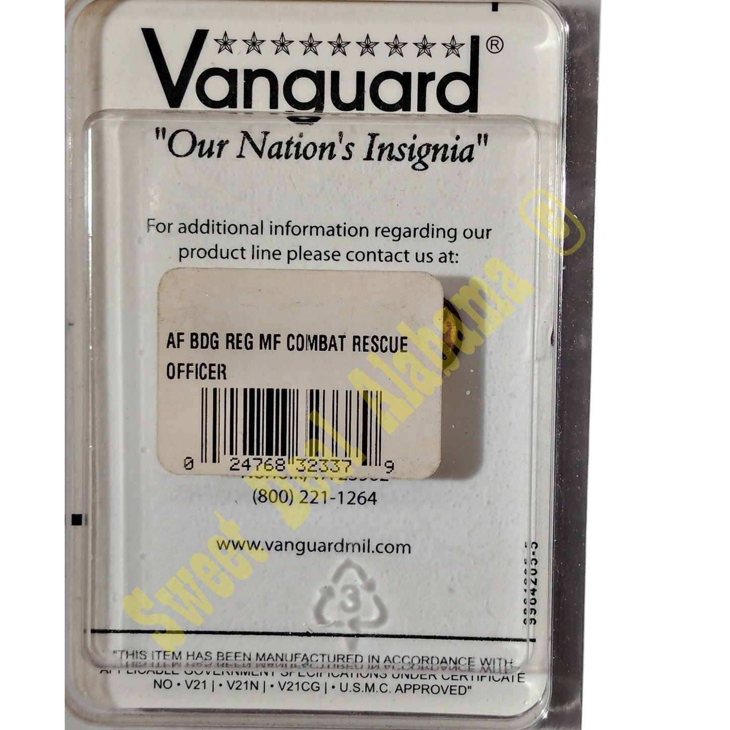 Vanguard USAF Air Force Badge Pin: Combat Rescue Officer, 1-1/2"H x 1-1/2"W, NIP