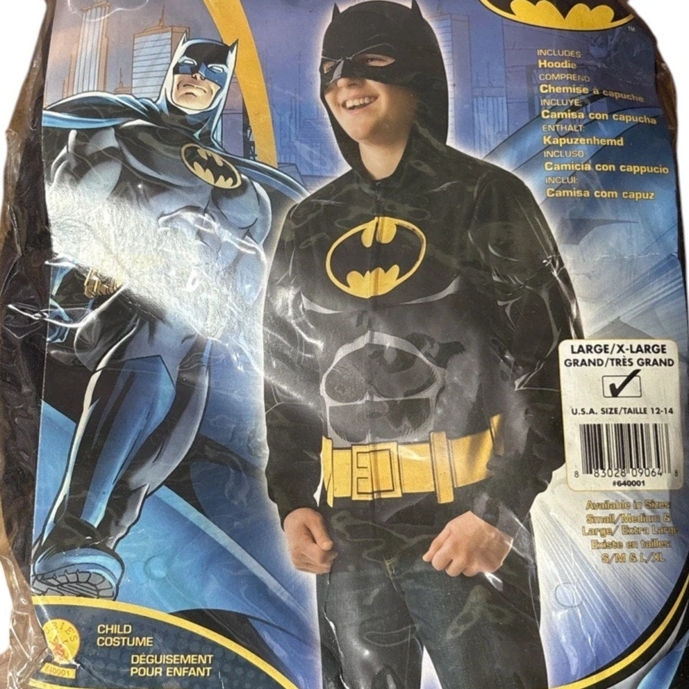 Kids Child Batman Zip-up Hoodie Size L/XL Halloween Costume – Black