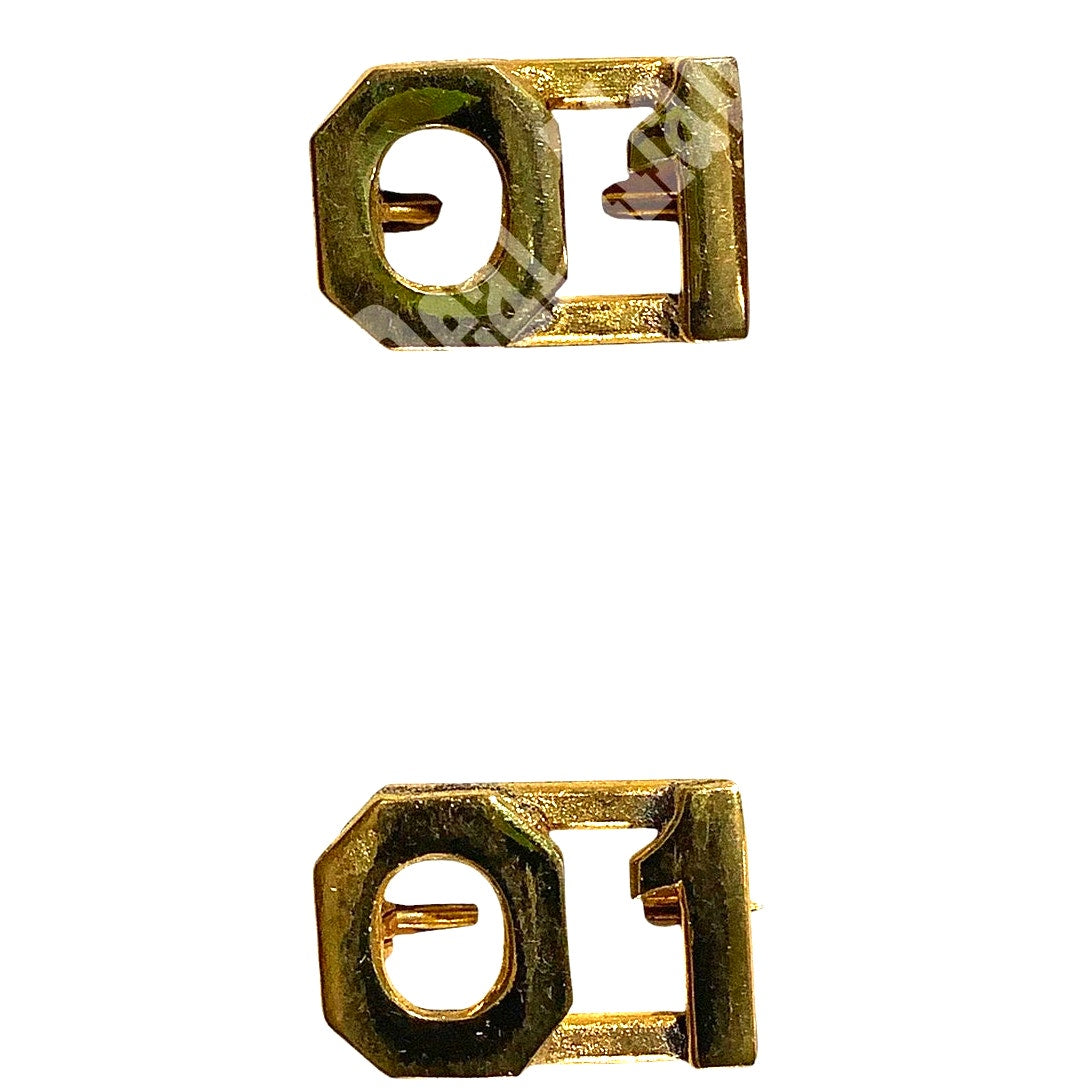 WWI Era Numeric "01", Brass Military C-Clasp Hat / Lapel / Collar Pins Set 3/8"H