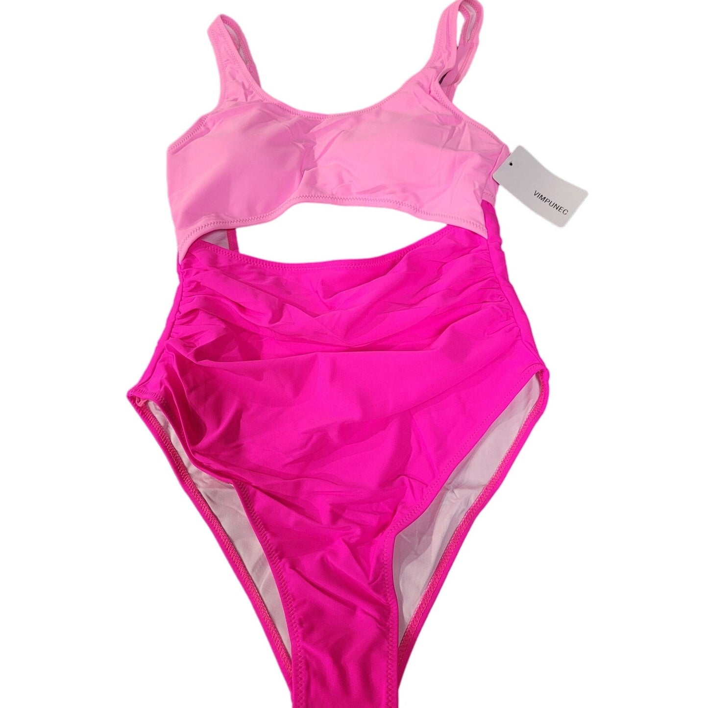 VIMPUNEC Tummy Control, One Piece, High Waisted, Cut Out Swimwear, Pink, S (2-4)